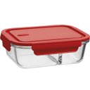 Ver imagem 1 de Marmita Hermética com Divisória 1l Pote de Vidro Borossilicato Tampa Vermelha Retangular Uz