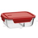 Ver imagem 4 de Marmita Hermética com Divisória 1l Pote de Vidro Borossilicato Tampa Vermelha Retangular Uz