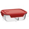 Marmita Hermética com Divisória 1l Pote de Vidro Borossilicato Tampa Vermelha Retangular Uz - 4