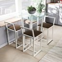Ver imagem 1 de Conjunto Mesa Vidro 4 Cadeiras Pequena Estofado Industrial White