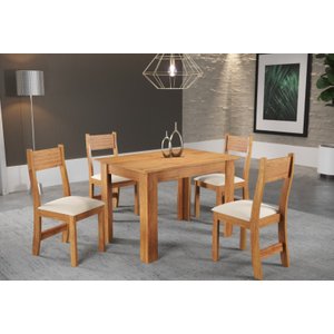 Mesa Jantar Palace Viero com 4 Cadeiras Veludo Creme