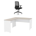 Ver imagem 1 de Mesa de Escritório em L 140x60cm + Cadeira Ergonômica Reclinável com Apoio Lombar,Pistão Classe 4