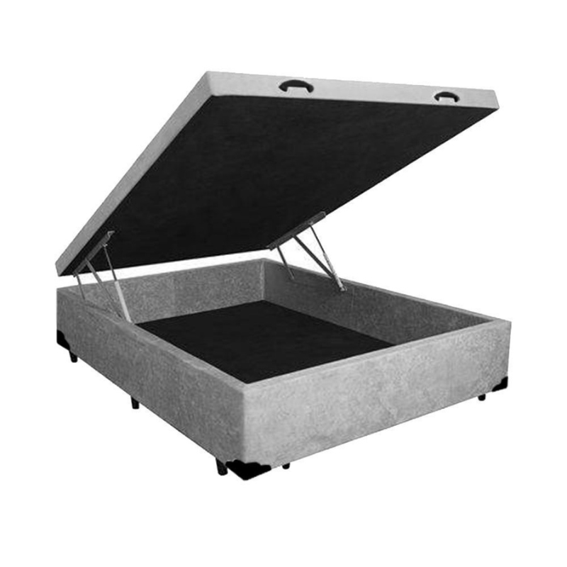 Super Cama Baú Viúva 128x188 - Suede Cinza