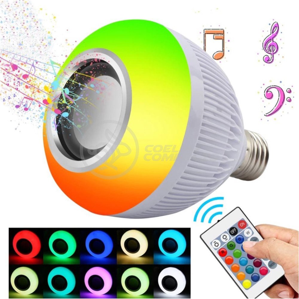 Lâmpada LED 12w E27 RGB Colorida com Caixa de Som Bluetooth e Controle Remoto - 10