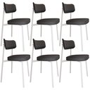 Ver imagem 1 de Kit 06 Cadeiras Estofada para Sala de Jantar Astrid Branco C01 Linho Preto - Lyam Decor