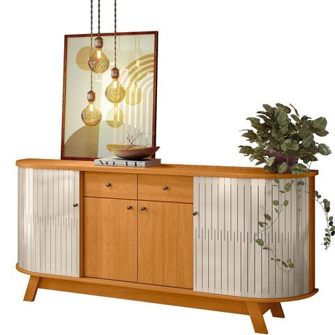 Buffet Aparador 4 Portas e 2 Gavetas Mônica Cinamomo/Off White