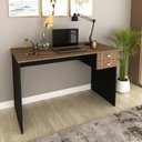 Ver imagem 3 de Mesa para Escritório 117cm com 2 Gavetas Me4165 Nogal/preto Tecnomobili