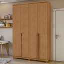 Ver imagem 1 de Guarda-roupa Solteiro Alonzo 4 Portas 2 Gavetas 100% Mdf Amêndoa Clean - Móveis Lopas