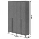 Ver imagem 4 de Guarda-roupa Solteiro Alonzo 4 Portas 2 Gavetas 100% Mdf Amêndoa Clean - Móveis Lopas