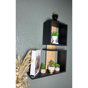 Ver imagem 2 de Nicho Decorativo em Mdf com Prateleiras no Preto com Madeirado