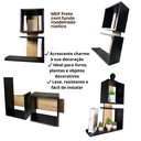 Ver imagem 3 de Nicho Decorativo em Mdf com Prateleiras no Preto com Madeirado