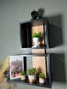 Ver imagem 5 de Nicho Decorativo em Mdf com Prateleiras no Preto com Madeirado