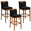 Ver imagem 2 de Kit 3 Banquetas Alta Cozinha Gourmet Conforto Suede