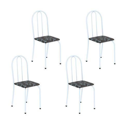 Kit 4 Cadeiras Tubular 89x37x42 cm Ane B Preto/Branco