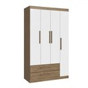 Ver imagem 2 de Guarda-roupa Solteiro 4 Portas 2 Gavetas Wood/branco Brilho - Decibal