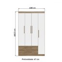 Ver imagem 3 de Guarda-roupa Solteiro 4 Portas 2 Gavetas Wood/branco Brilho - Decibal