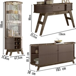 Cristaleira Buffet E Aparador Para Sala Mamorest Imperial Sepia MDT - 4