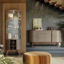 Cristaleira Buffet E Aparador Para Sala Mamorest Imperial Sepia MDT - 12