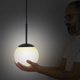 Lustre Pendente Jabuticaba Preto Globo de Vidro 20 Cm - 5