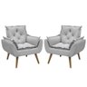 Kit com 2 Poltronas Opala Conforto Decorativa em Veludo Cinza - 6
