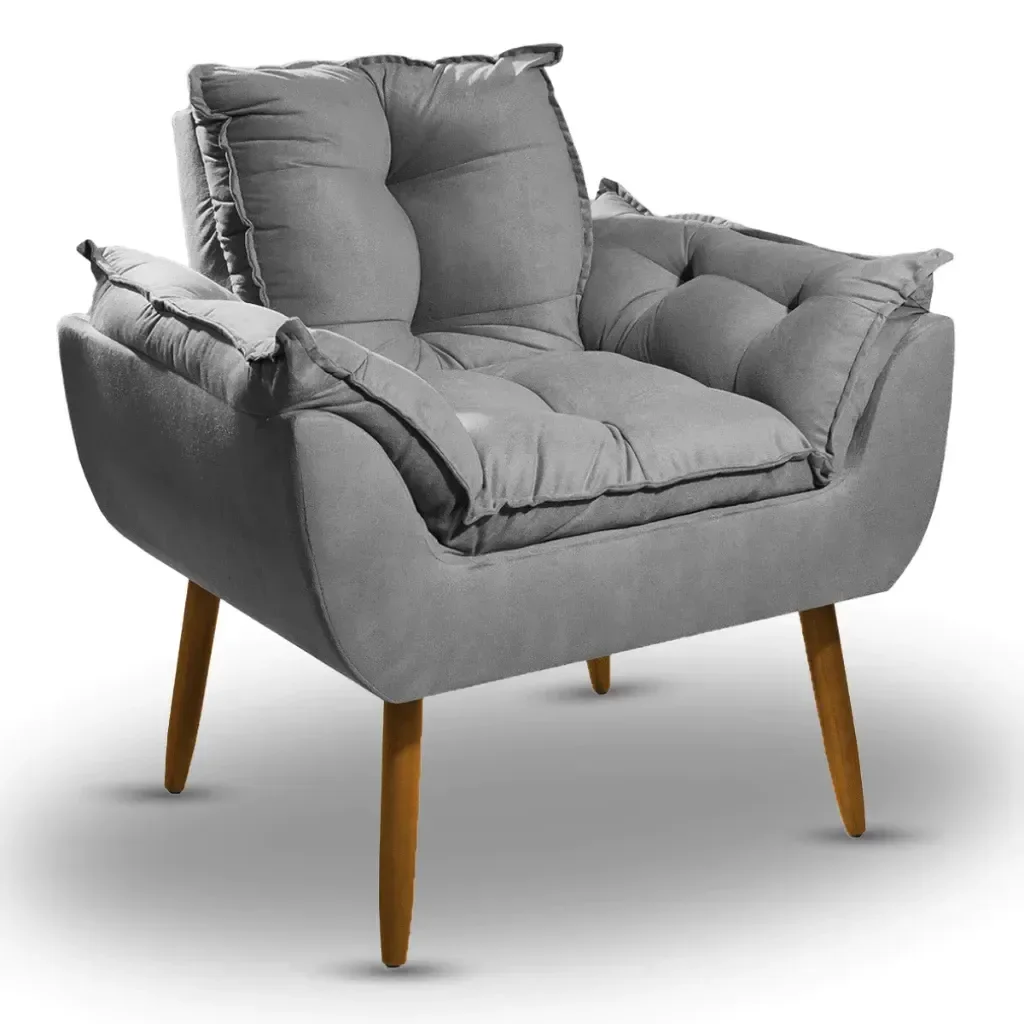 Ver imagem 2 de Poltrona Opala Decorativa Cinza Ideal Sala de Estar Recepção
