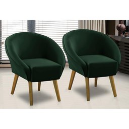 Kit 2 Poltronas Para Sala Decorativa Milena Veludo Verde Adonai Estofados - 1