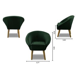 Kit 2 Poltronas Para Sala Decorativa Milena Veludo Verde Adonai Estofados - 2