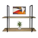 Ver imagem 3 de Prateleira Dino Estilo Industrial Suporte Duplo com Ferro e Madeira para Ambientes Elegantes