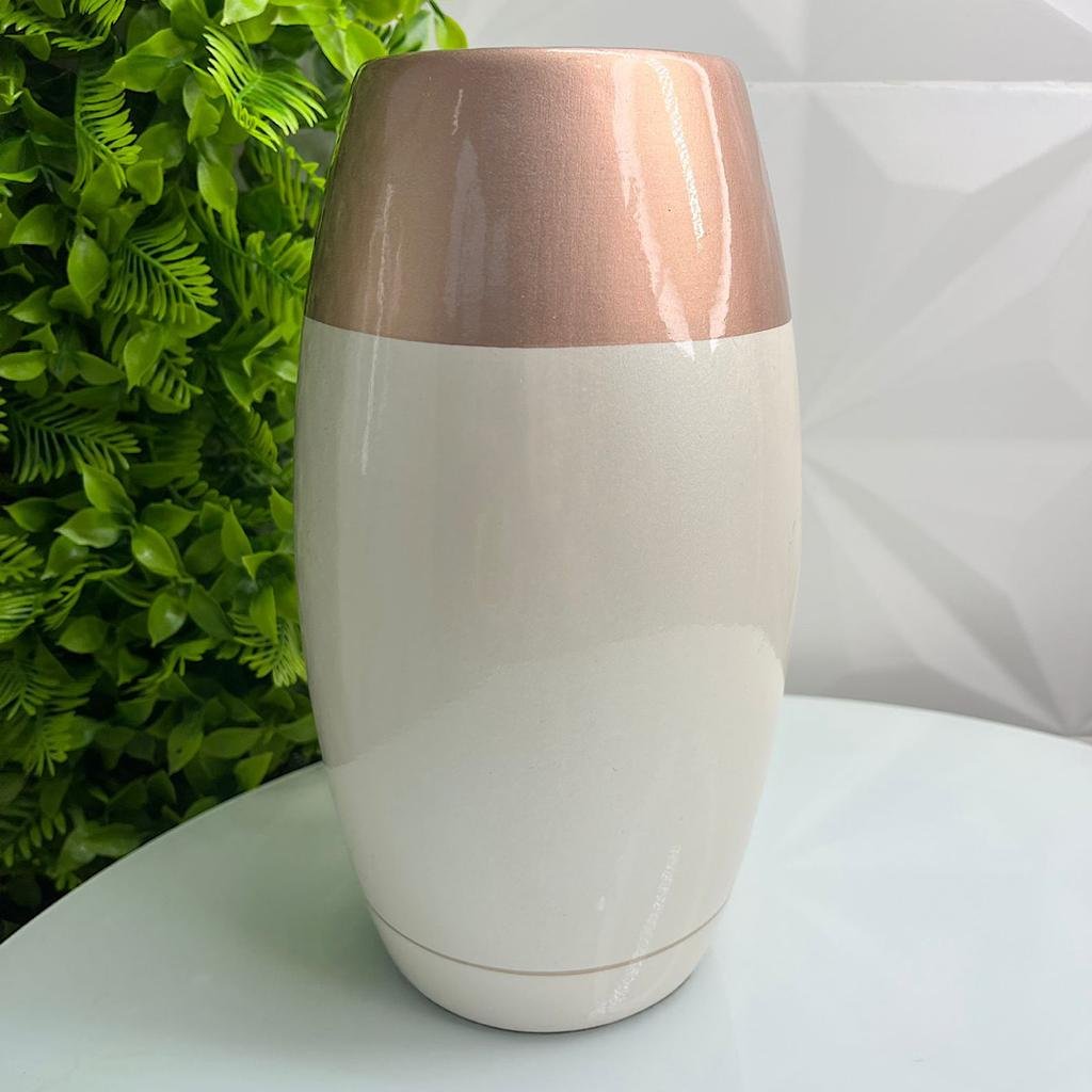 Vaso centro de mesa grande moderno de cerâmica na cor bege - 4