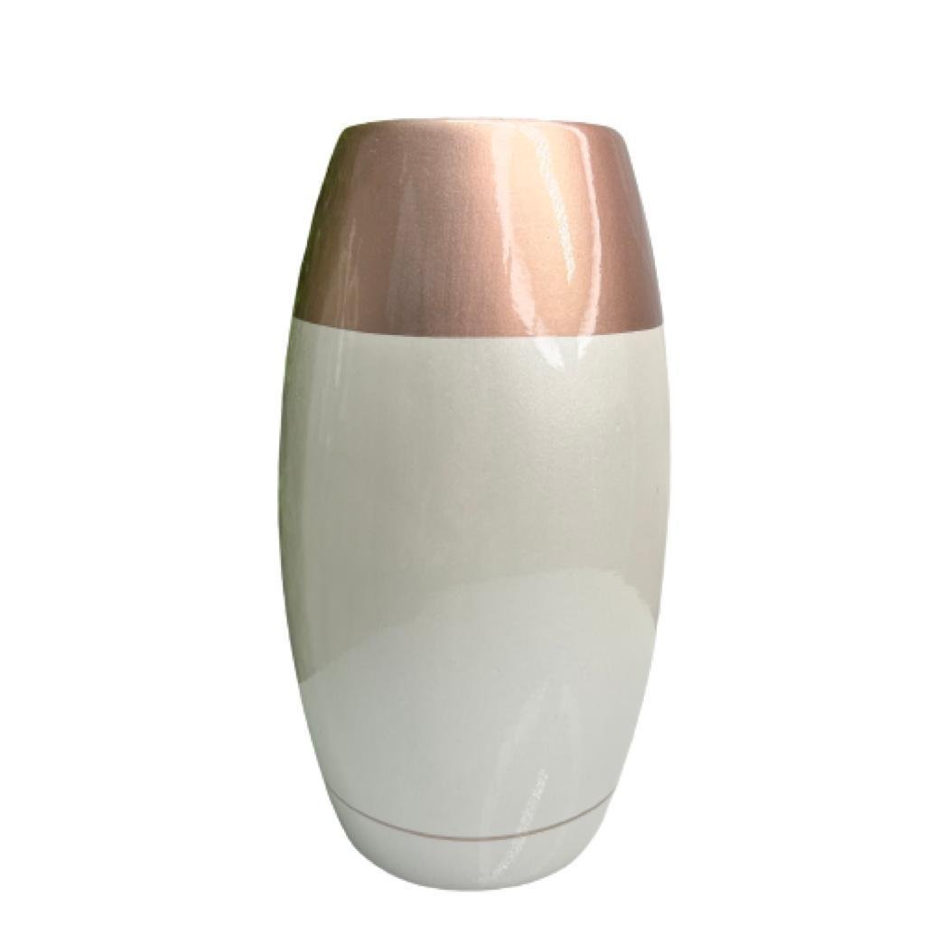Vaso centro de mesa grande moderno de cerâmica na cor bege - 1
