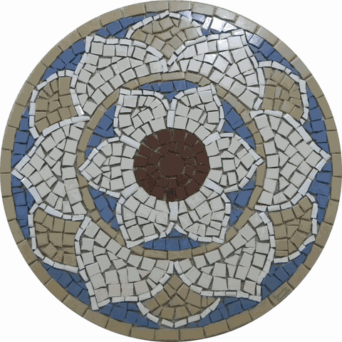 Mandala Indiana Piso Mosaico Lótus Iii Cerâmico 100cm