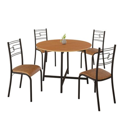 Conjunto Sala de Jantar Ella 90cm 4 Cadeiras Preto C- Jambo