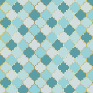 Papel de Parede Temático Arábia Verde e Dourado - 3,30x0,50m