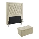 Ver imagem 1 de Kit Cabeceira Decorativa Para Cama Box Centaurus 90 Solteiro e Calçadeira Sagitarius Couro Artificia