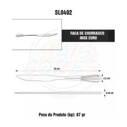 Faca Para Churrasco Linha Euro kit Com 12 Unidades - 4