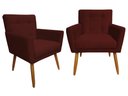 Ver imagem 1 de Kit 2 Poltronas Decorativa Onix Suede Marsala Pés Madeira Ms Decor