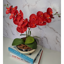 Ver imagem 2 de Arranjo Com 2 Orquídeas Vermelha Vaso Dourado 22cm