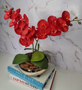 Ver imagem 2 de Arranjo Com 2 Orquídeas Vermelha Vaso Dourado 22cm