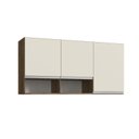 Ver imagem 3 de Armário Aéreo para Cozinha 3 Portas 2 Nichos Athena Marrom/Itaúba/Off White