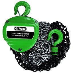 Talha Manual 1 Tonelada 1000 Kg Com Corrente 5 Metros Trato - 5