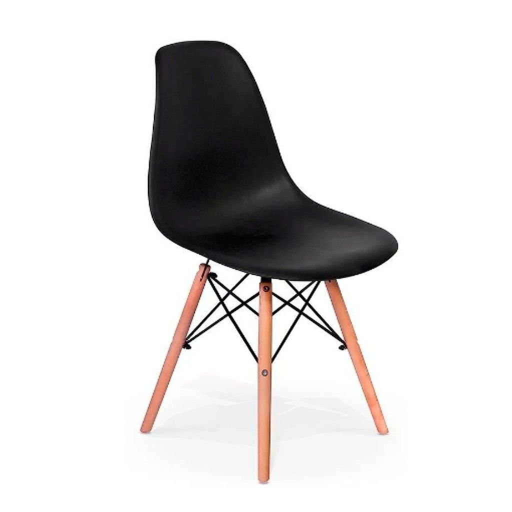 Cadeira Eiffel Charles Eames Base Madeira Wood:preto