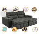 Ver imagem 3 de Sofá Retrátil e Reclinável 2,20M Molas Ensacadas e Costura Tripla Cama Inbox Nobre Suede Cinza