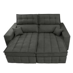 Sofá Retrátil e Reclinável 2,20M Molas Ensacadas e Costura Tripla Cama Inbox Nobre Suede Cinza - 5