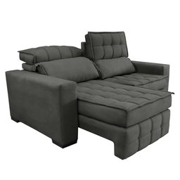 Sofá Retrátil e Reclinável 2,20M Molas Ensacadas e Costura Tripla Cama Inbox Nobre Suede Cinza - 7