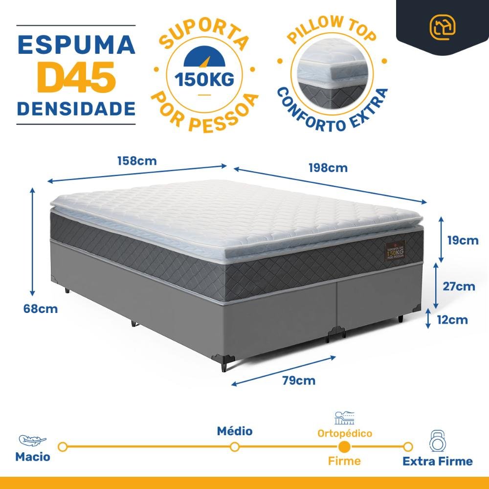 Cama Box com Colchão de Espuma D45 Pillow Top Fort Comfort Queen 158cm - 3