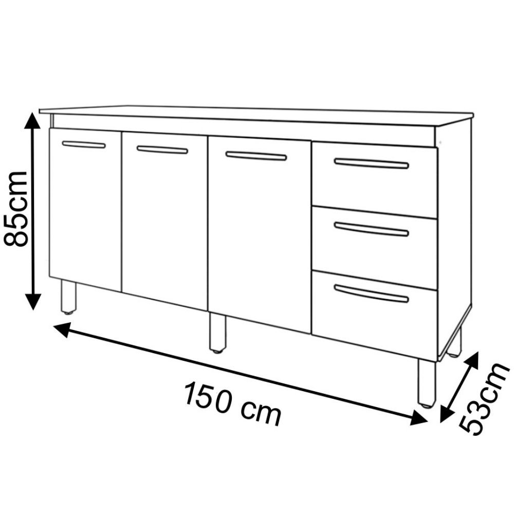 Balcão com Tampo Diana 150 Cm Branco Moblis - 2