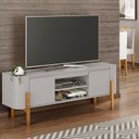 Ver imagem 1 de Rack para TV até 65 Polegadas MDF 160cm Pés em Madeira Maciça Camburi Cinza Off White