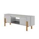 Ver imagem 2 de Rack para TV até 65 Polegadas MDF 160cm Pés em Madeira Maciça Camburi Cinza Off White