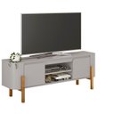 Ver imagem 5 de Rack para TV até 65 Polegadas MDF 160cm Pés em Madeira Maciça Camburi Cinza Off White