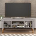 Ver imagem 4 de Rack para TV até 65 Polegadas MDF 160cm Pés em Madeira Maciça Camburi Cinza Off White